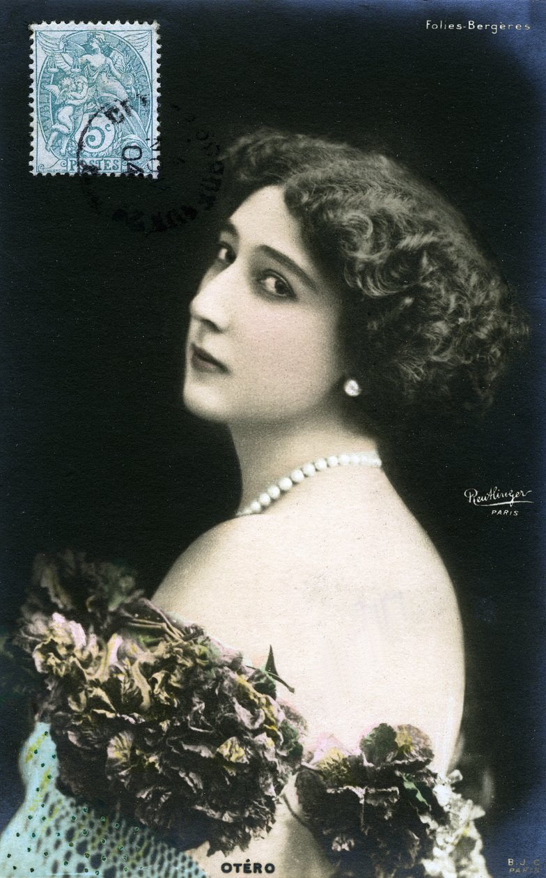La bella Otero con las locuras Bergères, postal de principios del siglo XX de Studio Reutlinger