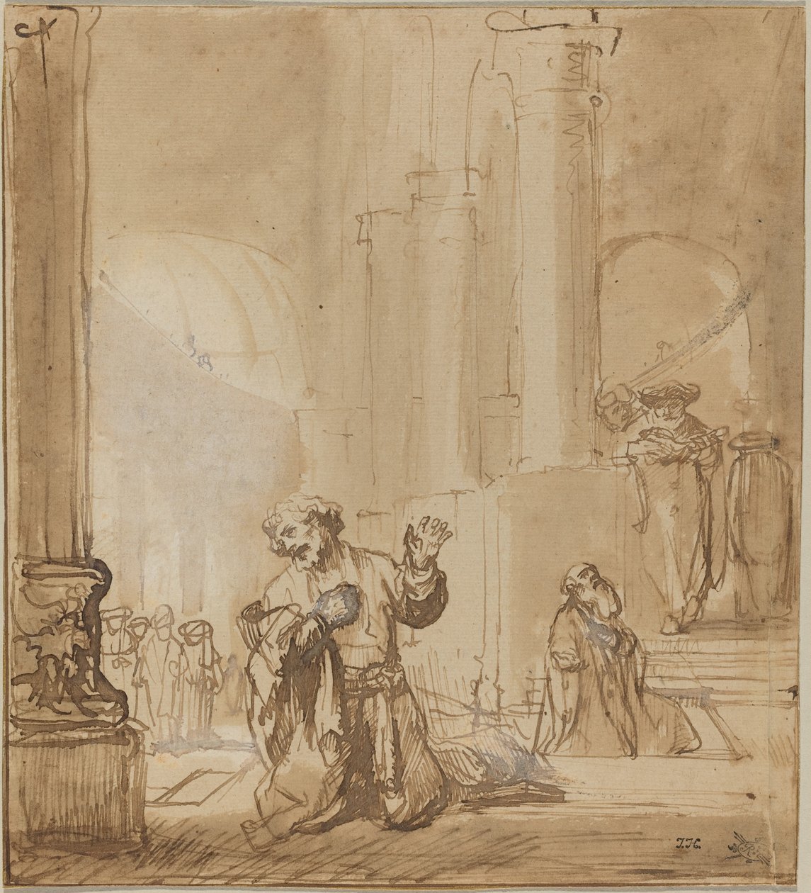 La parábola del publicano y el fariseo de Studio of Rembrandt van Rijn