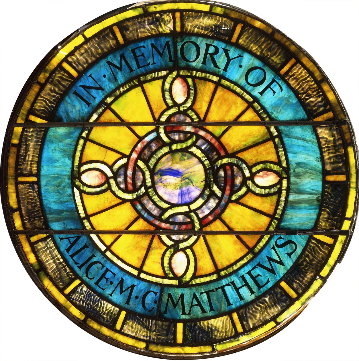 Ventana circular de vidrio emplomado de Tiffany Studios (vidrio emplomado) de Studios Tiffany