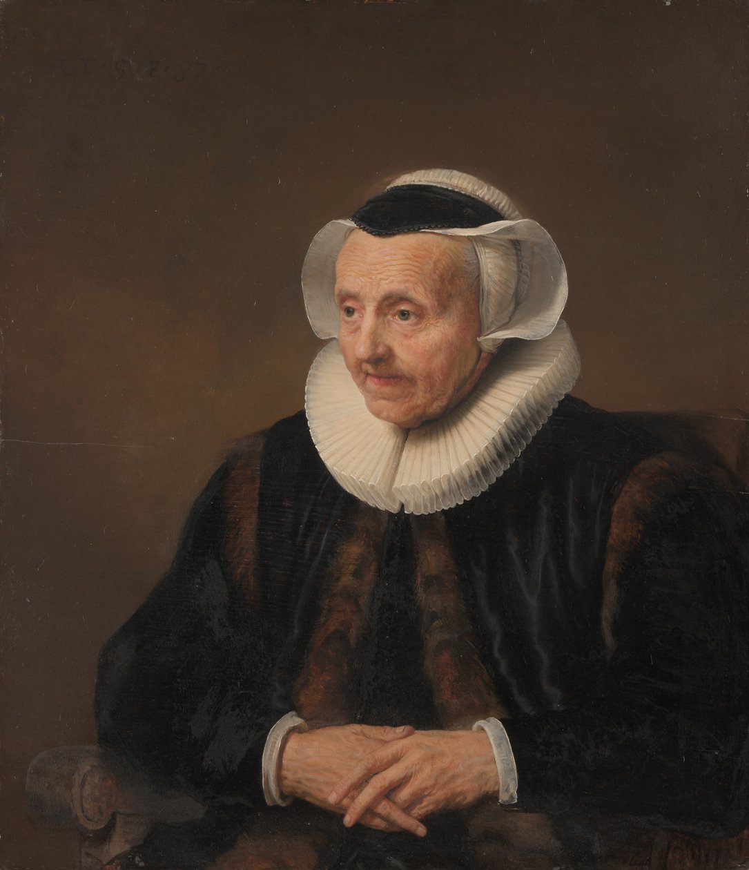 Retrato de una Anciana de Style of Jacob Backer
