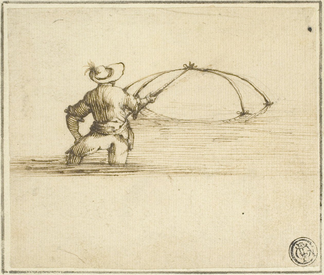 Pescador con red de Style of Jacques Callot