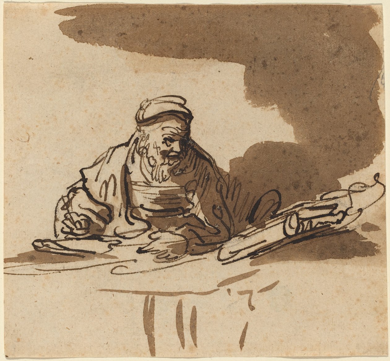 Un Viejo Erudito en su Escritorio de Style of Rembrandt van Rijn