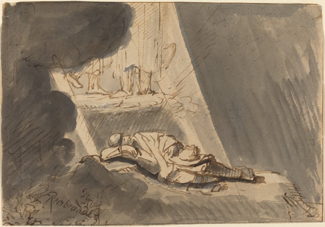 El sueño de Jacob de Style of Rembrandt van Rijn