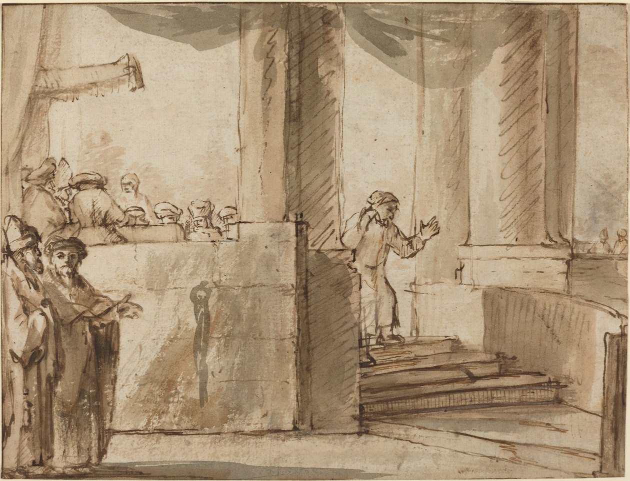 Judas Dejando al Sumo Sacerdote de Style of Rembrandt van Rijn
