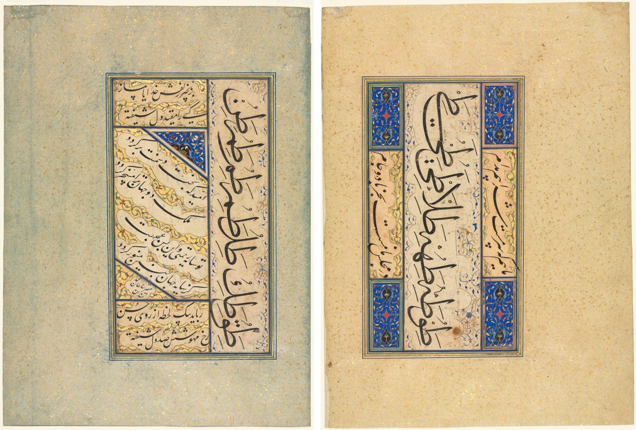 Persian Quatrains (Rubayi) and Calligraphic Exercises (recto); Persian Verse (khamriyya) (verso) de Sultan Muhammad Khandan