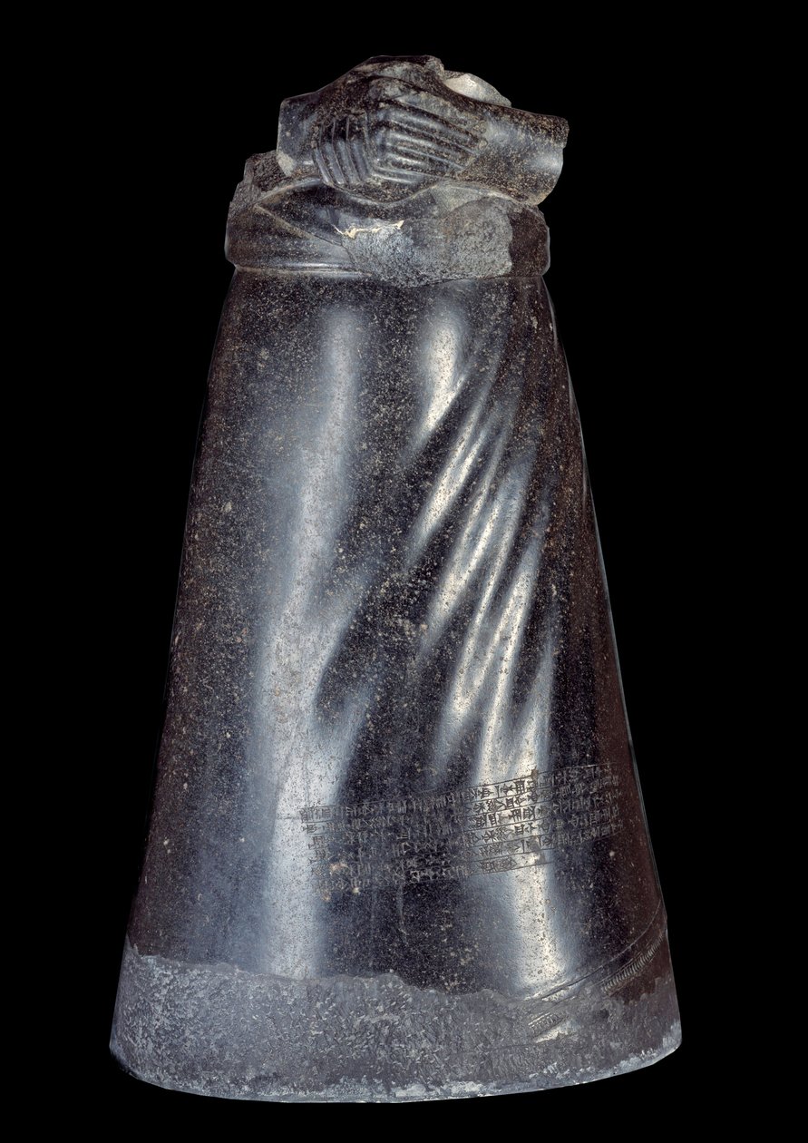 Mesopotamia: mitad inferior de la estatua de diorita de Manishtusu de Sumerian Mesopotamian School