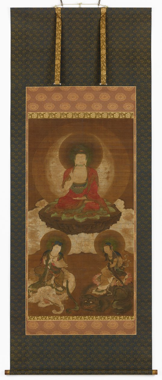 Tríada budista: Sakyamuni, Manjusri y Samantabhadra, período Edo, mediados del siglo XVII-principios del siglo XVIII de Sumiyoshi Gukei