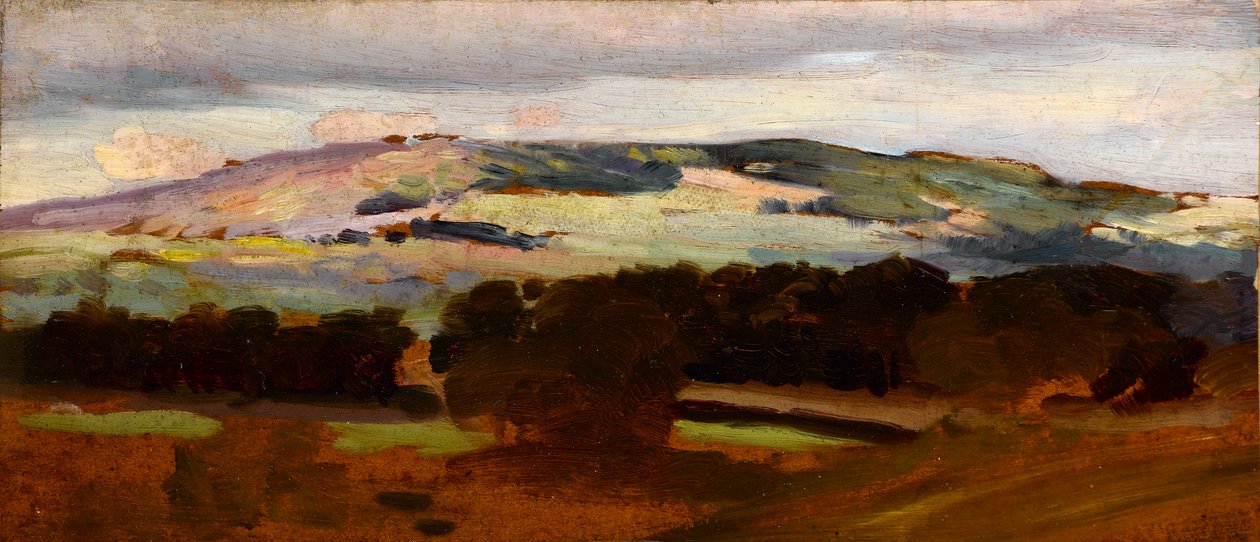 Paisaje con robles (acuarela sobre papel) de Sunderland Rollison