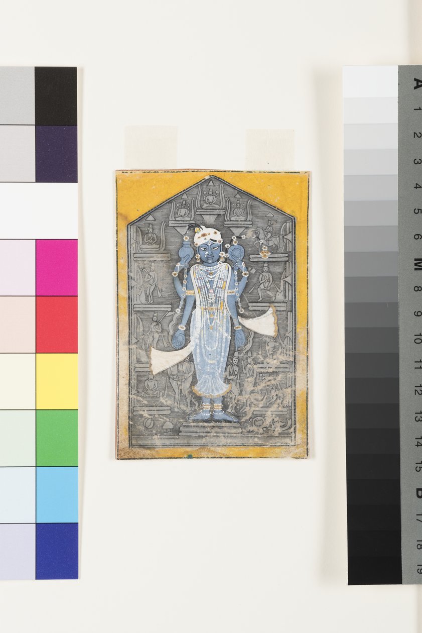 Una imagen de Vishnu rodeado de bajorrelieves de sus avatares, c.1780 de Surdhaj Nanag Ram