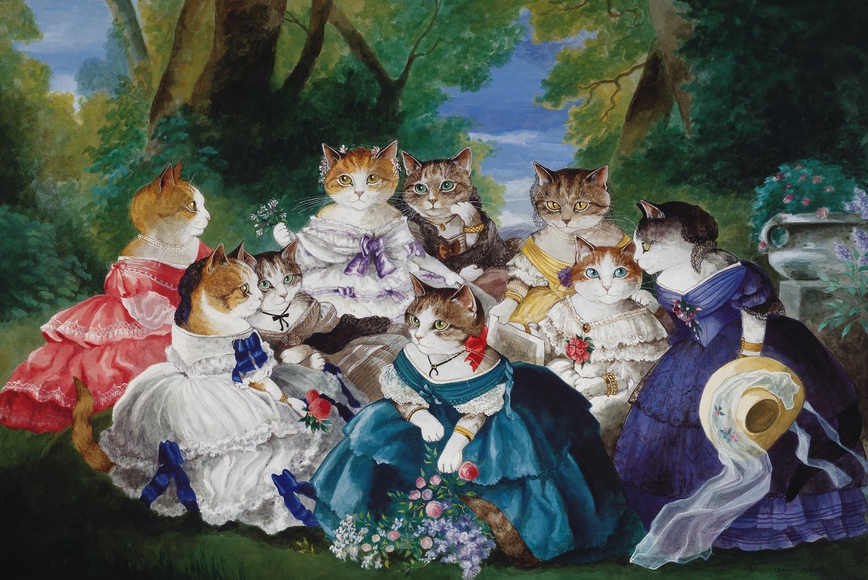 Ilustración de ¡Gatos en abundancia! Compendio de gatos cultos (pub. 2015) de Susan Herbert