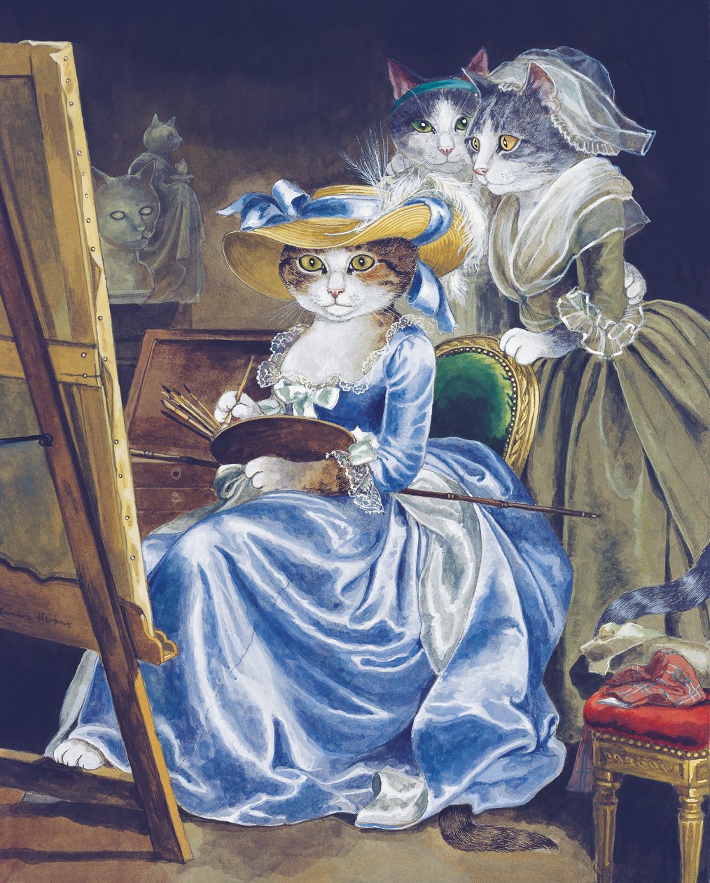 Ilustración de ¡Gatos en abundancia! Compendio de gatos cultos (pub. 2015) de Susan Herbert