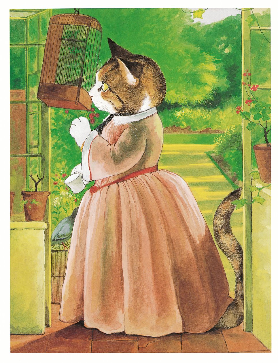 Ilustración de Gatos prerrafaelitas (pub. 1999) de Susan Herbert