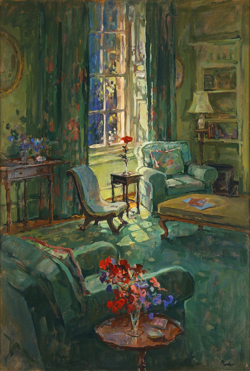 Luz del sol y guisantes de olor (óleo sobre lienzo) de Susan Ryder