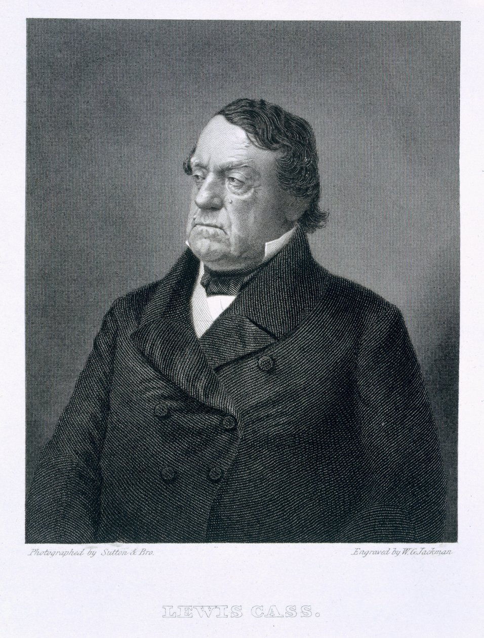 Lewis Cass, grabado por William G. Jackman (fl.c.1841-60) después de una fotografía de Sutton and Bro.
