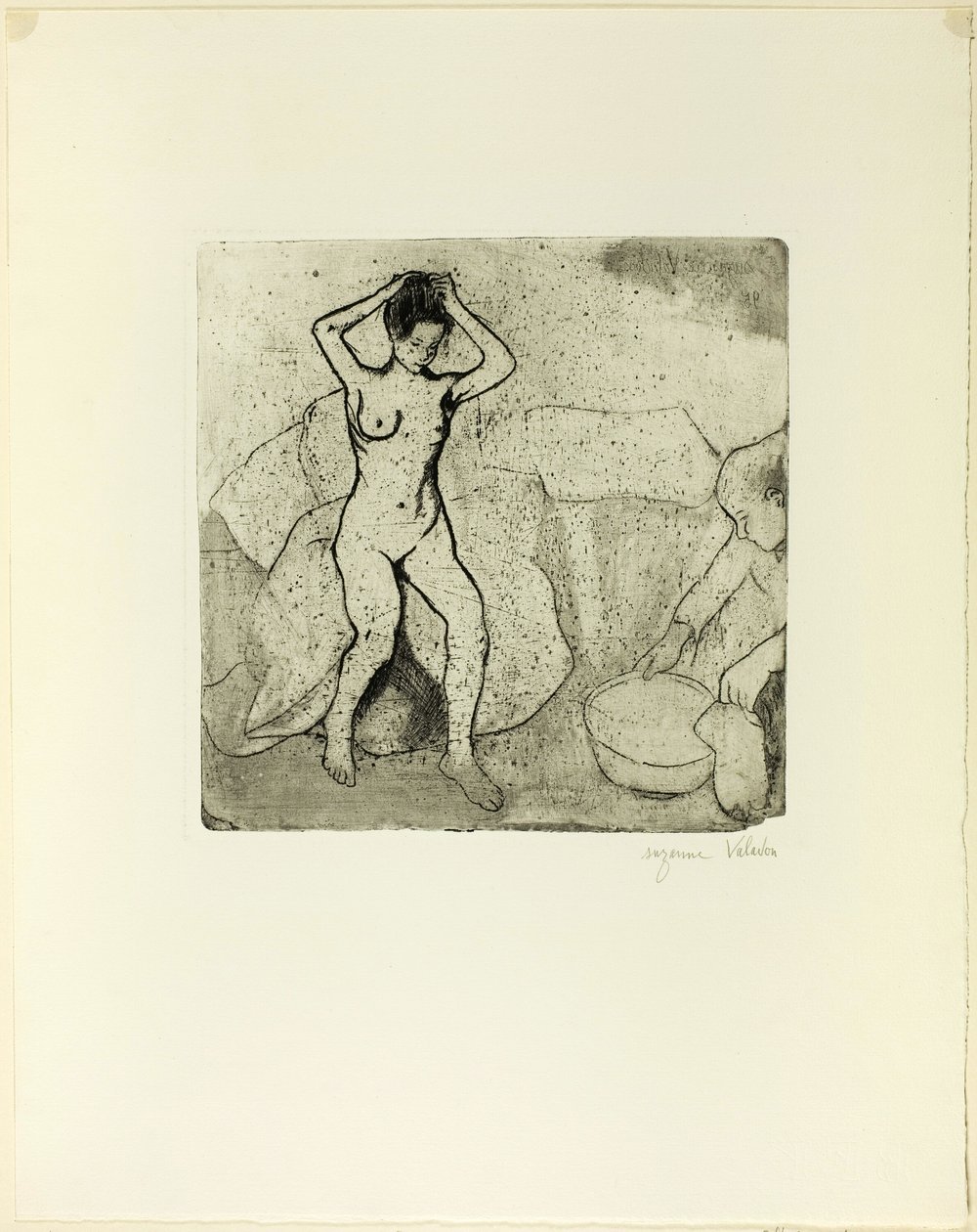 Catherine Prepara el Baño y Louise, Desnuda, Se Arregla el Cabello de Suzanne Valadon