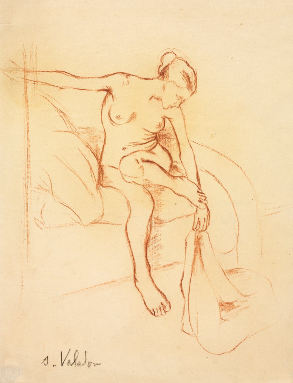 Mujer Desnuda Sentada en una Cama de Suzanne Valadon