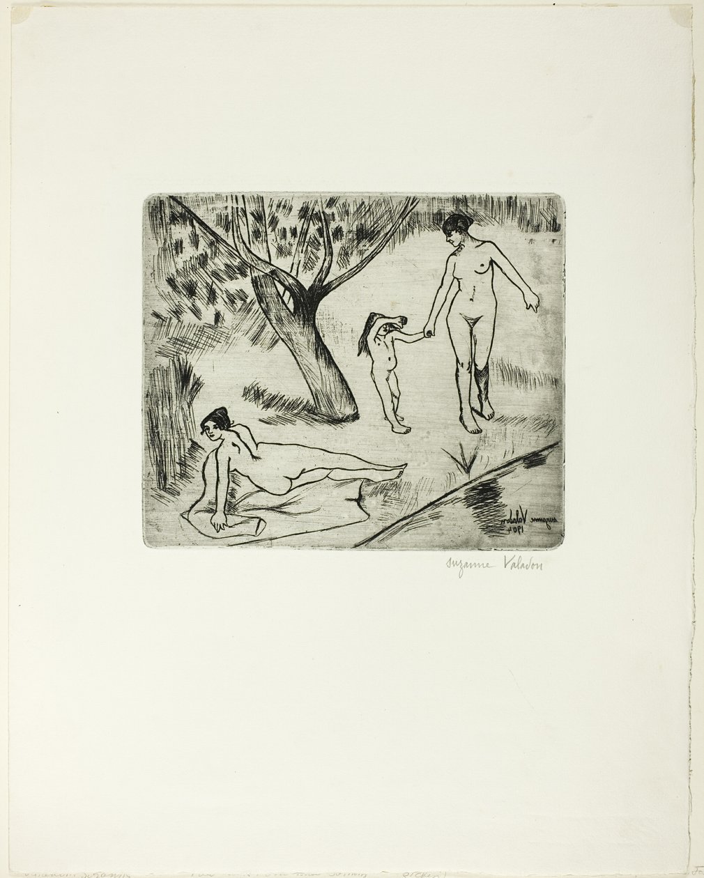 Mujer y niño al borde del agua de Suzanne Valadon