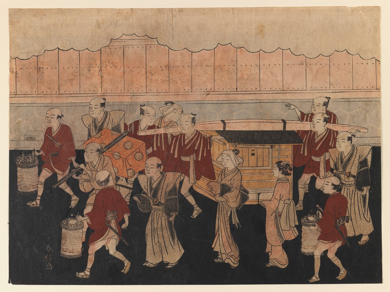 El viaje de la novia a la casa de su esposo, de la serie Las ceremonias de matrimonio, c.1768 de Suzuki Harunobu