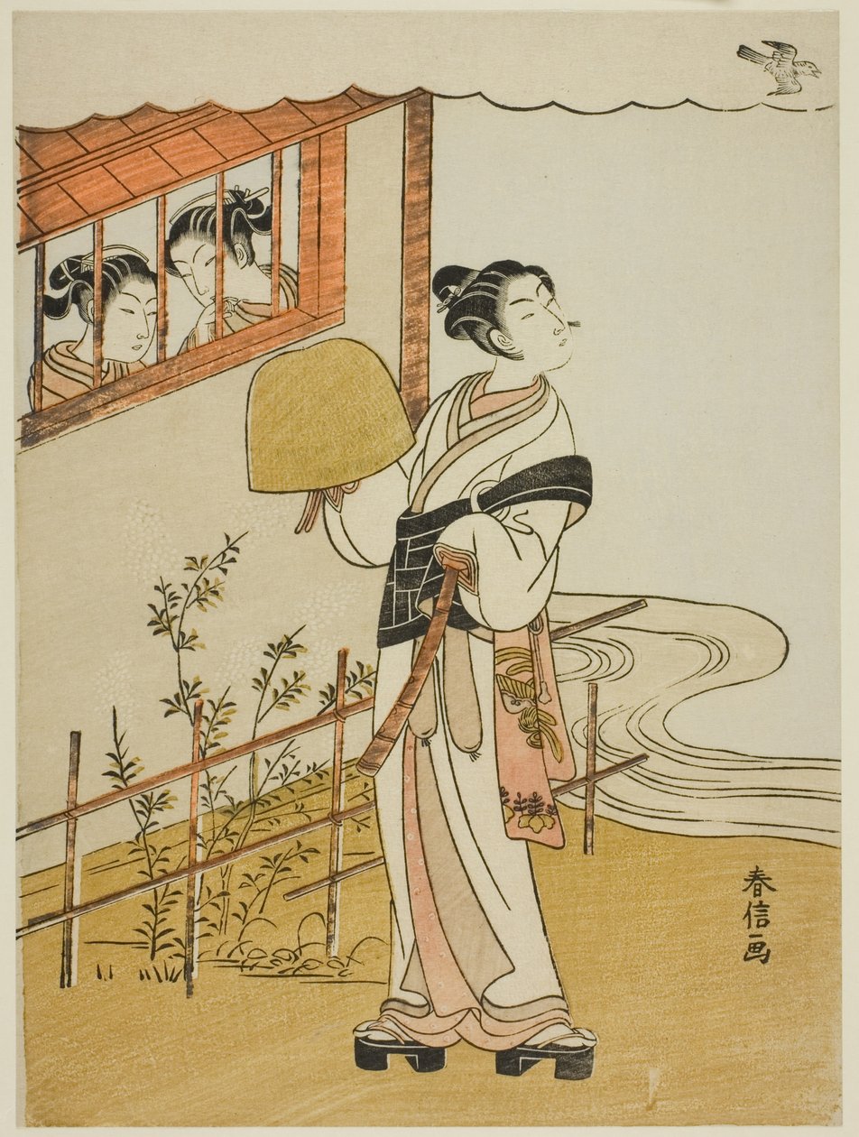 (Facsímil) El cuarto mes (Uzuki), de la serie "Versiones populares de poetas inmortales en cuatro estaciones (Fuzoku shiki kasen)" de Suzuki Harunobu