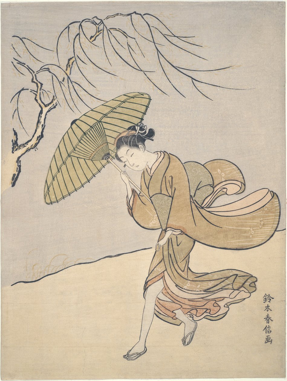 Un día ventoso en verano de Suzuki Harunobu