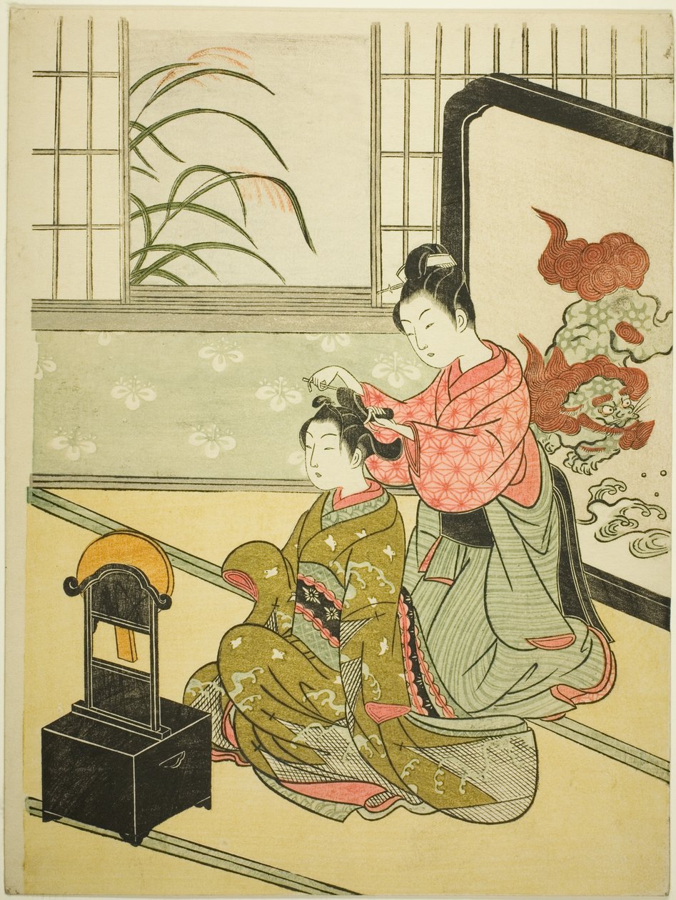 Luna de Otoño en el Espejo, de la serie "Ocho Vistas del Salón" de Suzuki Harunobu