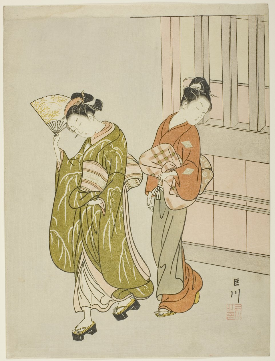 Brisa despejada de un abanico (Ogi no seiran), de la serie "Ocho vistas del salón (Zashiki hakkei)" de Suzuki Harunobu
