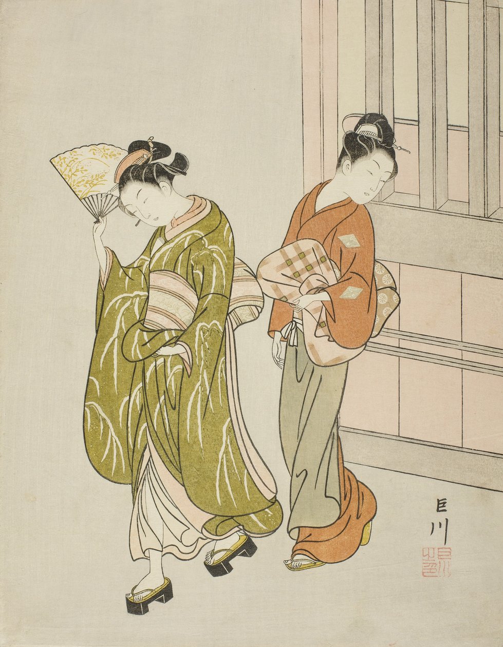 Brisa despejada de un abanico de Suzuki Harunobu