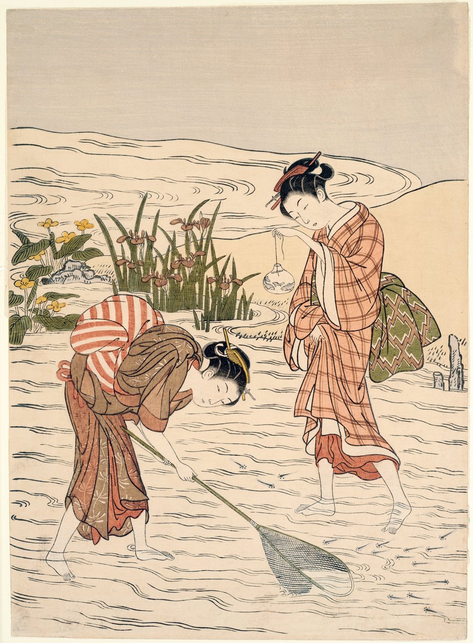 Pescando en aguas poco profundas de Suzuki Harunobu