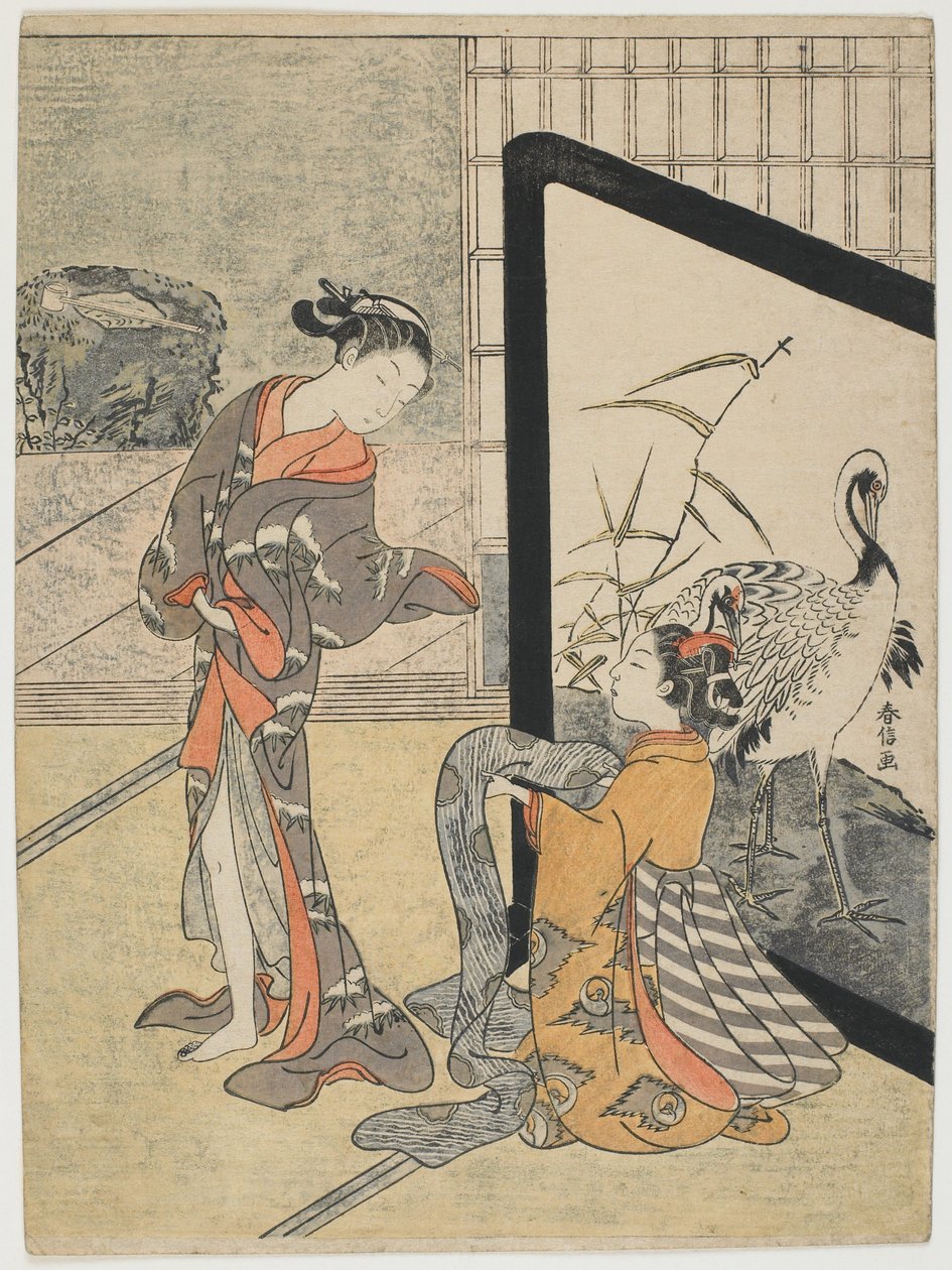 Vistiéndose de Suzuki Harunobu