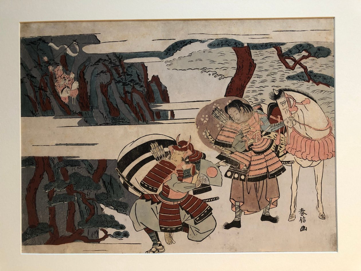 Kumagai Naozane captura a Taira no Atsumori en Ichi-no-tani de Suzuki Harunobu