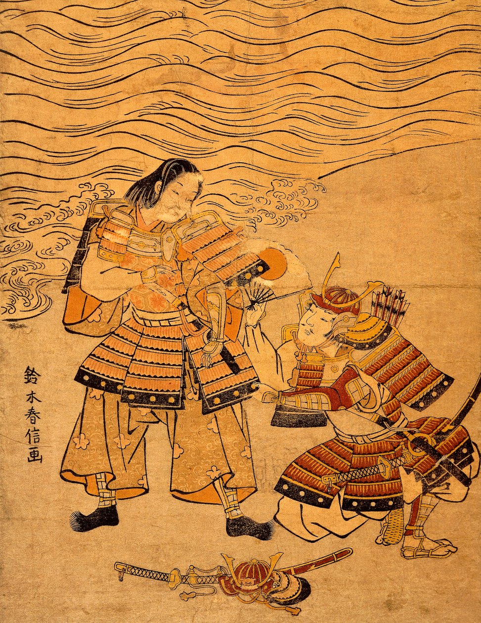 Kumagai Naozane y Taira no Atsumori, episodio de la guerra entre Taira y Minamoto de Suzuki Harunobu