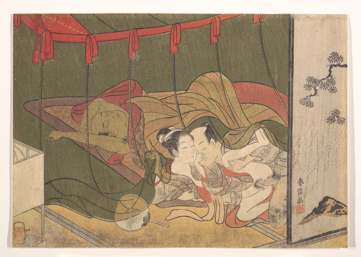 Amantes bajo una mosquitera de Suzuki Harunobu