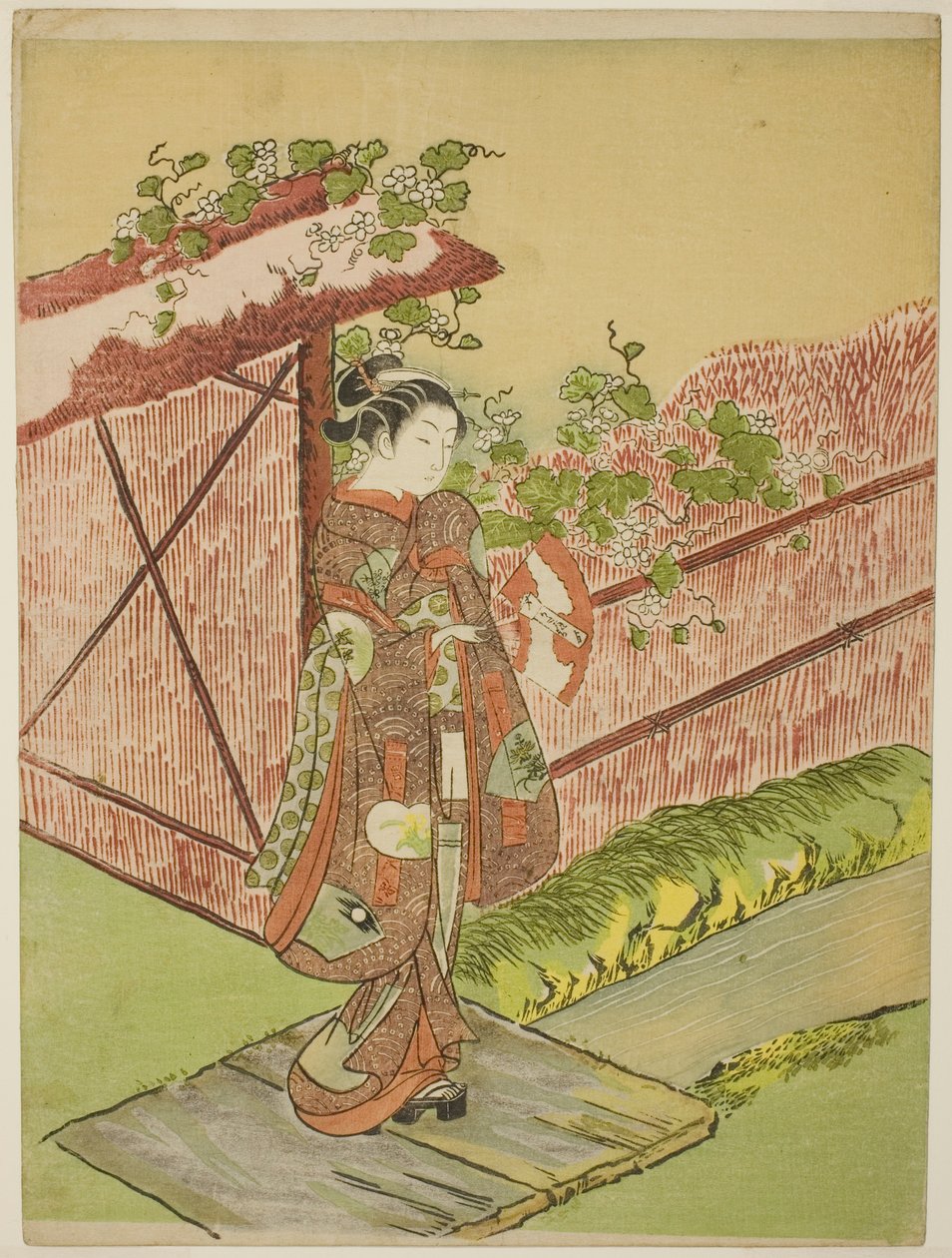 Encuentro con su amante (parodia del capítulo Yugao de "Cuento de Genji") de Suzuki Harunobu
