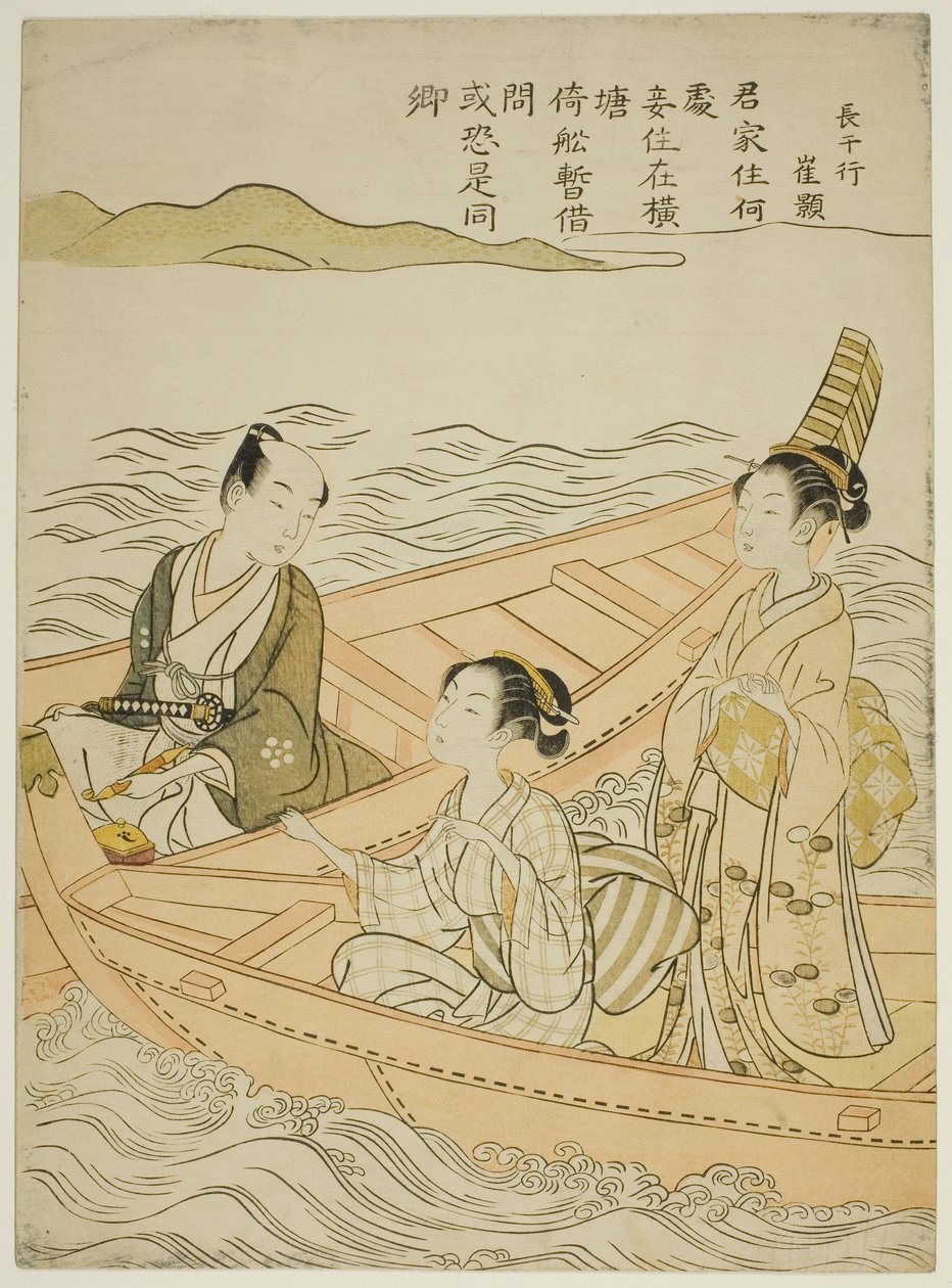 Encuentro en el río (parodia de Hakurakuten) de Suzuki Harunobu