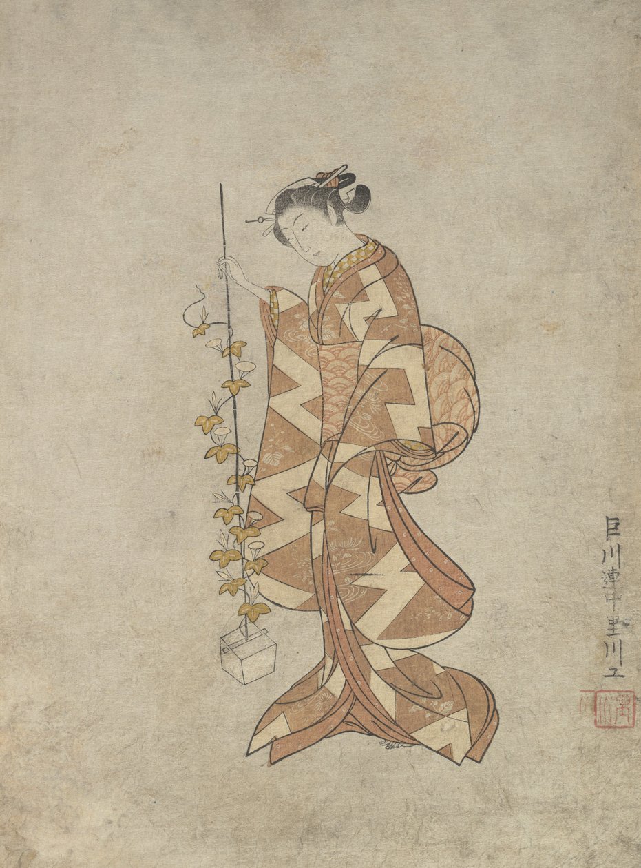 Representación Moderna de la Poetisa Kaga no Chiyo, ca. 1765 de Suzuki Harunobu