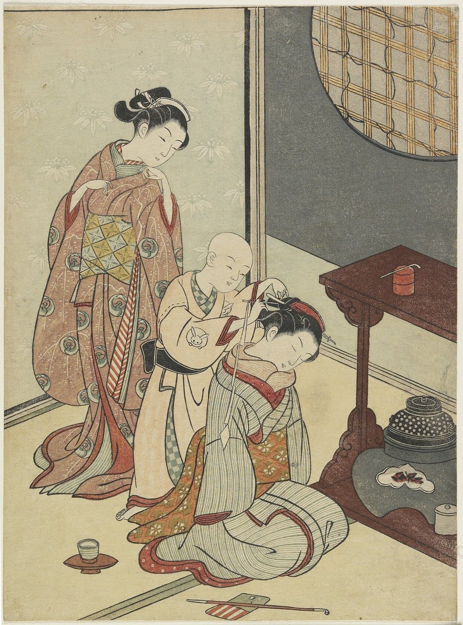 Lluvia nocturna en el puesto de té, después de 1766 de Suzuki Harunobu