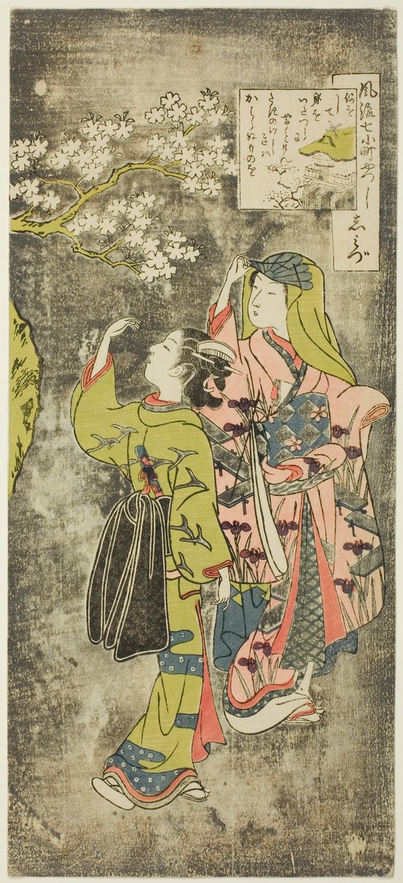 Ono no Komachi junto a la cascada (Shimizu), de la serie Los siete aspectos de moda de Komachi (Furyu yatsushi nana Komachi) de Suzuki Harunobu
