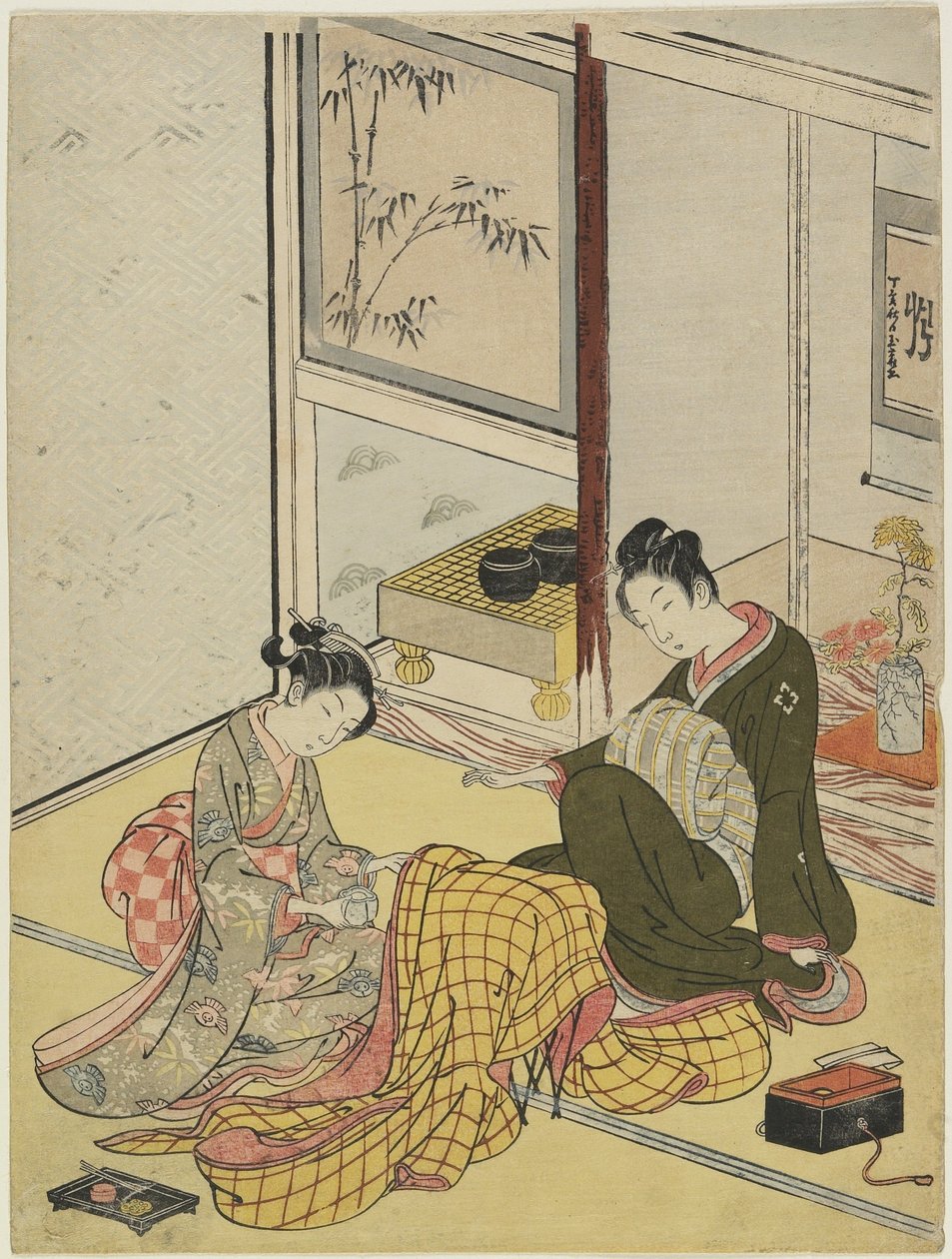 Perfumar una túnica como un Mitate de los Cuatro Pasatiempos Elegantes, Otoño 1767 de Suzuki Harunobu