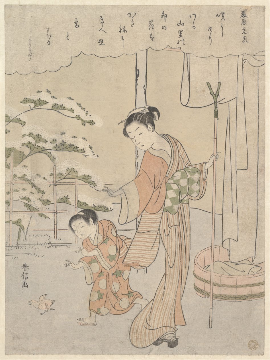 Poema de Fujiwara no Motozane (ca. 860) de la serie Treinta y seis poetas de Suzuki Harunobu