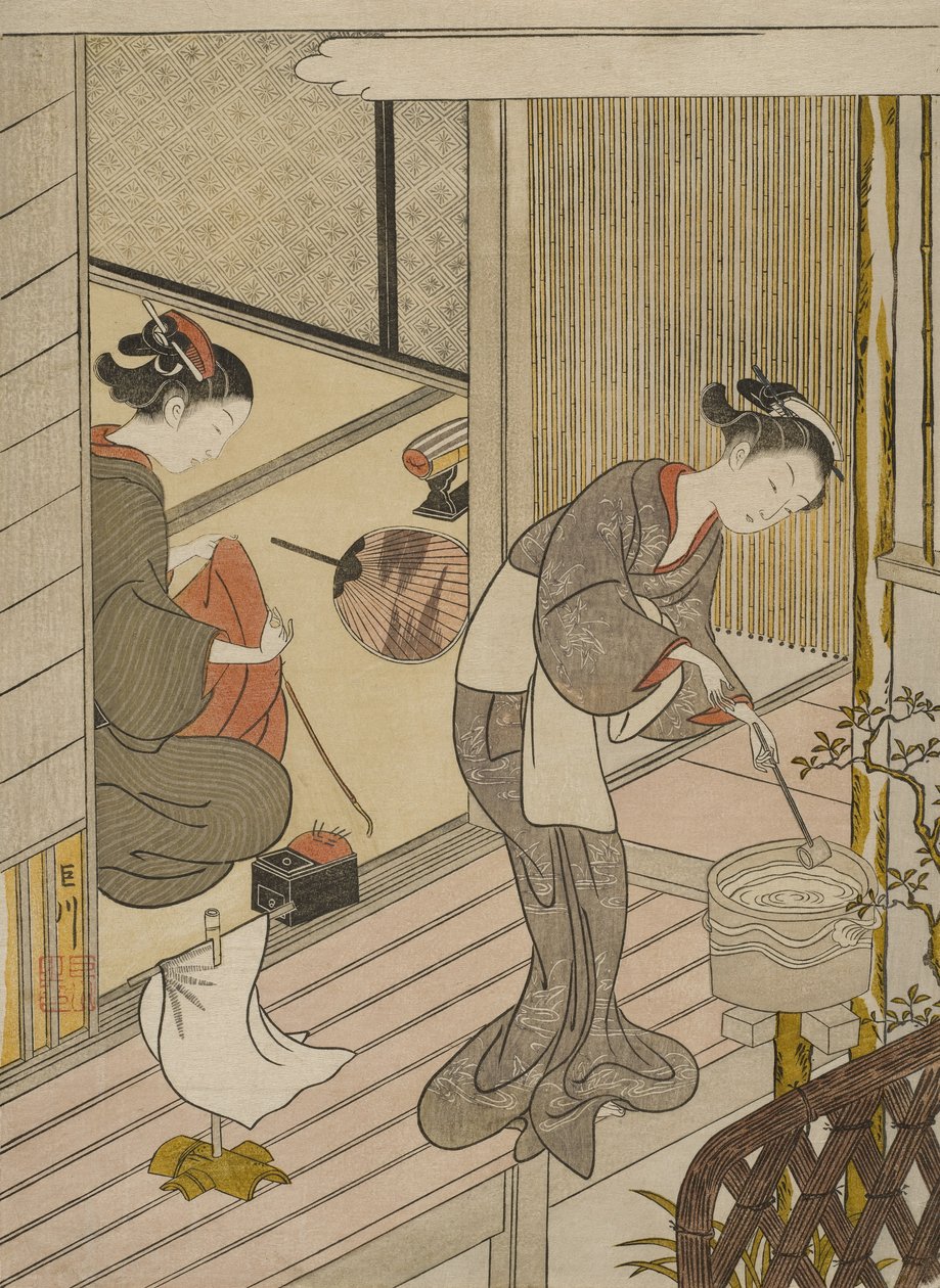 Velas de regreso del toallero de Suzuki Harunobu