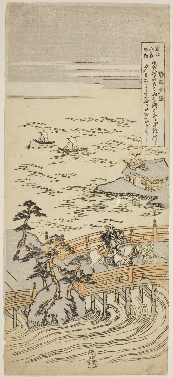 Brillo del atardecer en Seta, de la serie "Ocho vistas de Omi" de Suzuki Harunobu