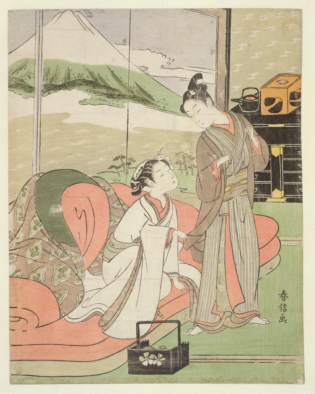 T H Riches 1913 Amante despidiéndose de una cortesana, c.1768-9 de Suzuki Harunobu