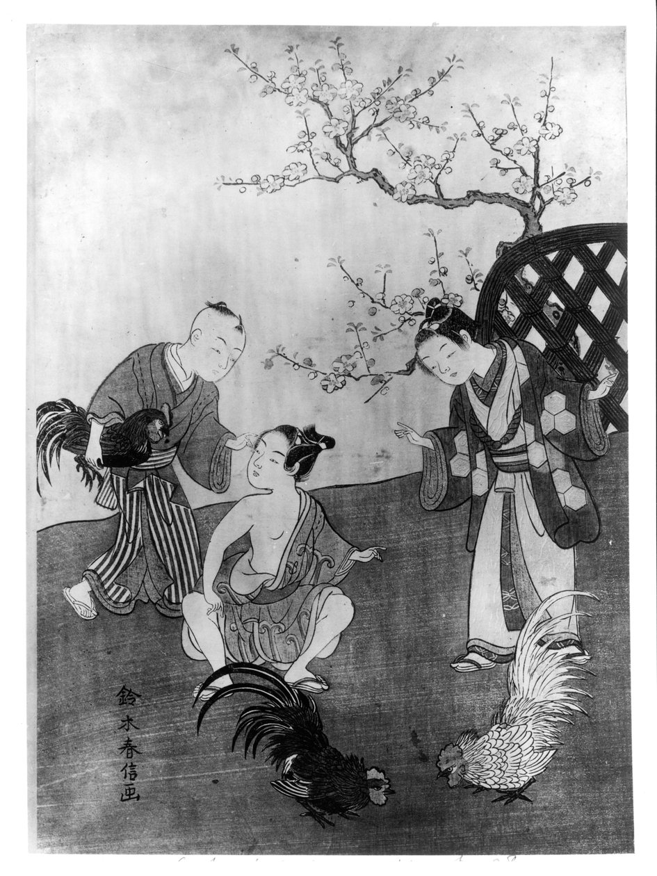 La pelea de gallos de Suzuki Harunobu