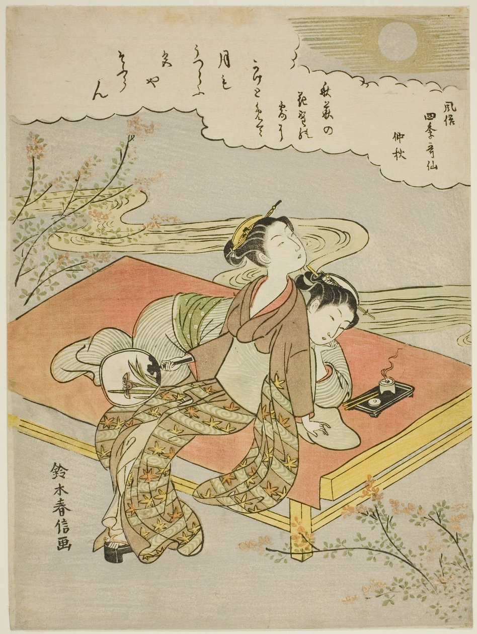 El octavo mes (Chushu), de la serie "Versiones populares de poetas inmortales en cuatro estaciones (Fuzoku shiki kasen)" de Suzuki Harunobu
