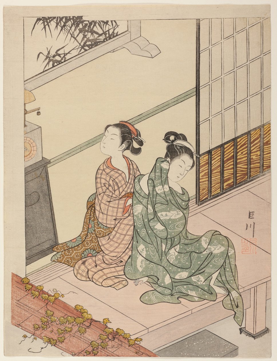 La campana vespertina del reloj (Tokei no bansho), de la serie "Ocho vistas del salón (Zashiki hakkei)" de Suzuki Harunobu