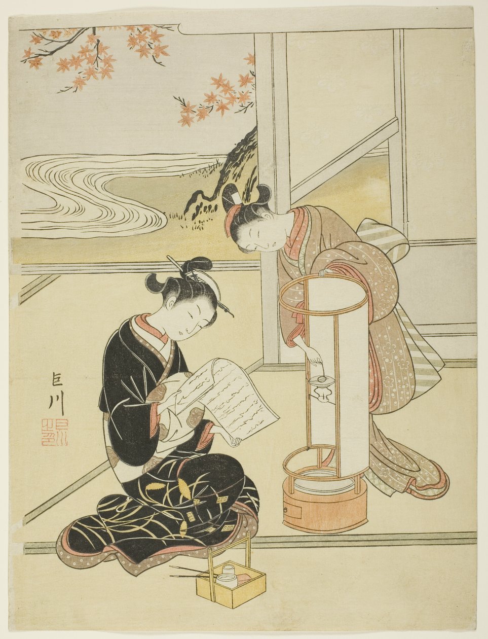 El Resplandor de la Tarde de una Lámpara (Andon no sekisho), de la serie "Ocho Vistas del Salón (Zashiki hakkei)" de Suzuki Harunobu