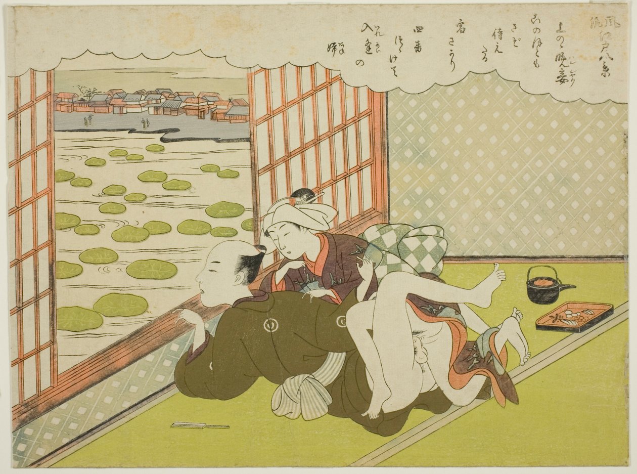 La amante de la tarde en Ueno, de la serie "Ocho vistas de moda de Edo" de Suzuki Harunobu