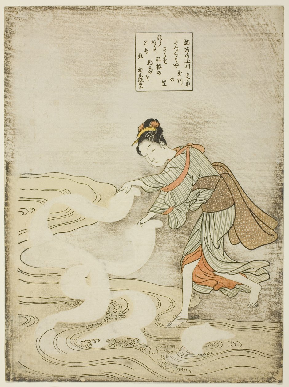El río de las joyas en Chofu (Chofu no Tamagawa), de una serie sin título de Seis Ríos de Joyas de Suzuki Harunobu