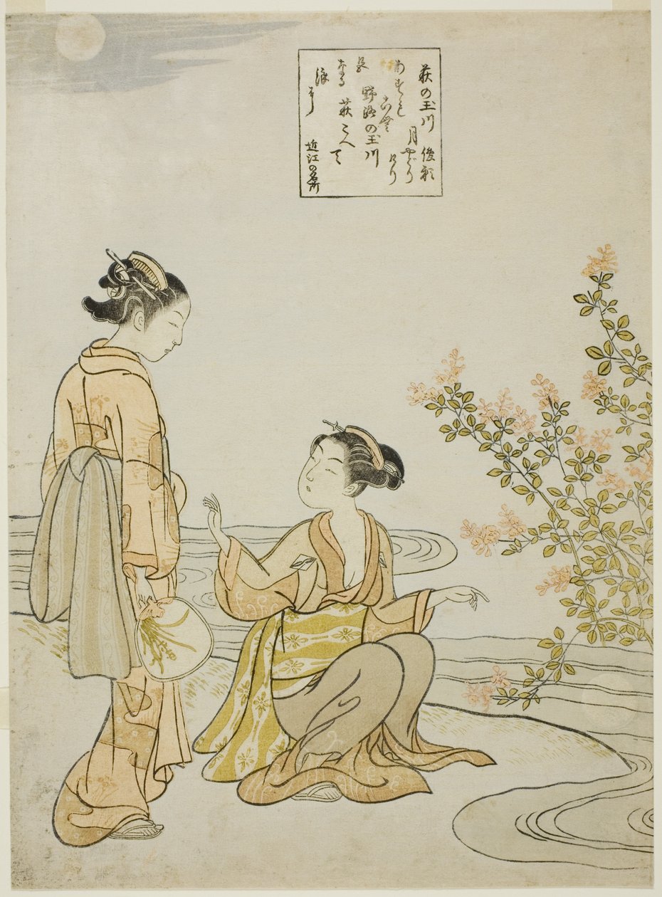 El Río de las Joyas de los Tréboles (Hagi no Tamagawa), de una serie sin título de Seis Ríos de Joyas de Suzuki Harunobu