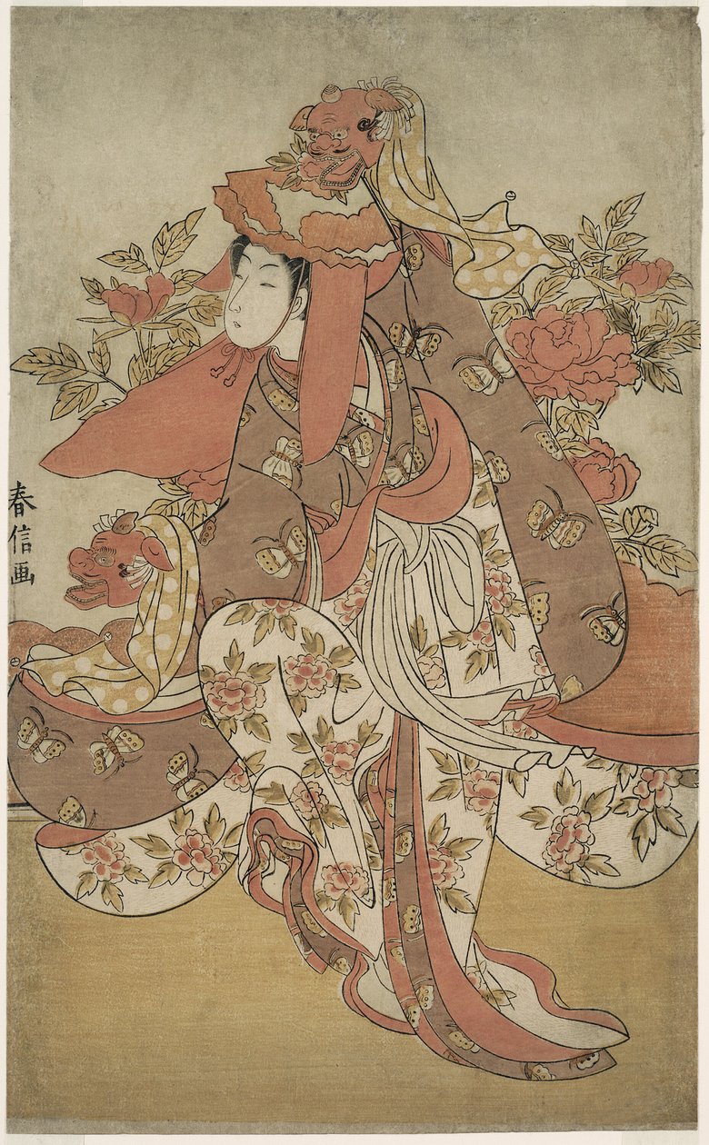 La danza del león de Suzuki Harunobu